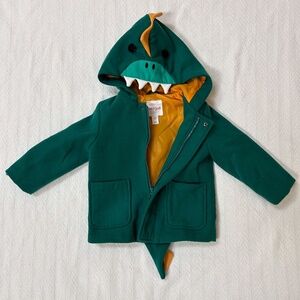 CAT AND JACK 18mo Green Dinosaur Pea Coat Jacket Costume - cute - hooded dino